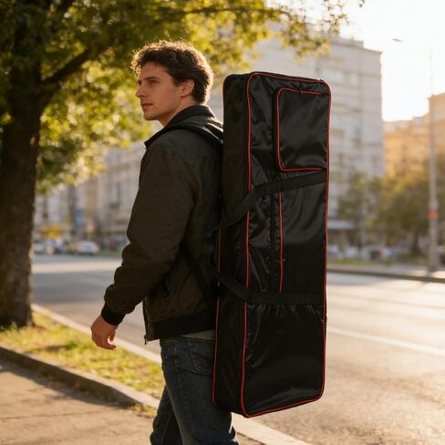 حقيبة حقيبة لوحة مفاتيح تحتوي على 61 مفتاحًا، حقيبة بيانو محمولة للوحة المفاتيح مع قماش أكسفورد 600D مقاوم للماء وبطانة قطنية واقية مقاس 10 مم للسفر والتخزين in Kuwait