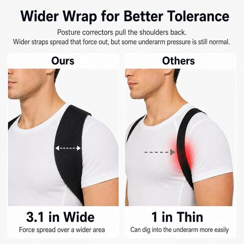Full Back Posture Corrector for Men – Pull-Back System Posture Brace – Wide Soft Straps, Breathable Mesh, Adjustable Support for Slouching, Rounded Shoulders & Upper Spine Pain Relief in Kuwait