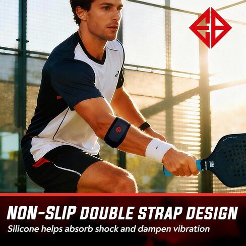 Elbow Brace for Tennis, Golfer’s Elbow | XL Silicone Pad | Non-Slip | Forearm Support| Arthritis Tendonitis Epicondylitis Tendon Pain Relief | Weightlifting, Paddling, Workouts | Men & Women in Kuwait