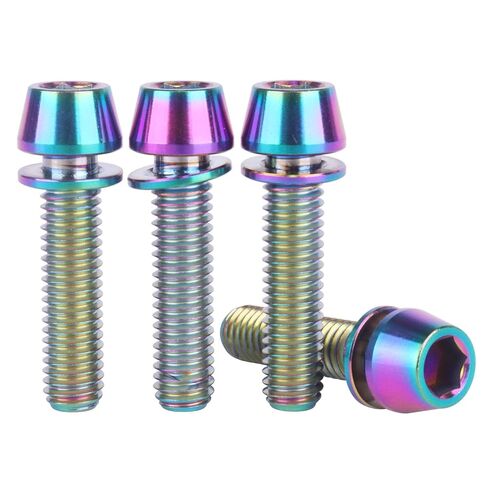 4PCS Titanium Bolt M6x16/18/20/25mm Allen Hex Tapered Head Bolt for Bicycle Crank Brake Screw (Gold, M6x20mm) in Kuwait