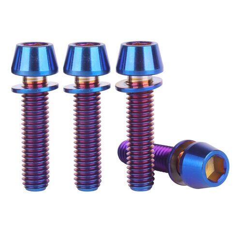 4PCS Titanium Bolt M6x16/18/20/25mm Allen Hex Tapered Head Bolt for Bicycle Crank Brake Screw (Gold, M6x20mm) in Kuwait