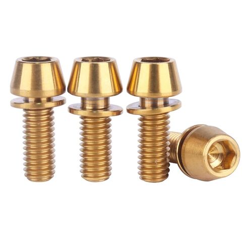 4PCS Titanium Bolt M6x16/18/20/25mm Allen Hex Tapered Head Bolt for Bicycle Crank Brake Screw (Gold, M6x20mm) in Kuwait