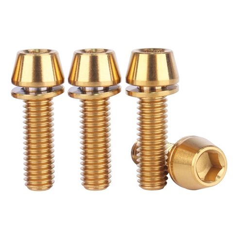 4PCS Titanium Bolt M6x16/18/20/25mm Allen Hex Tapered Head Bolt for Bicycle Crank Brake Screw (Gold, M6x20mm) in Kuwait