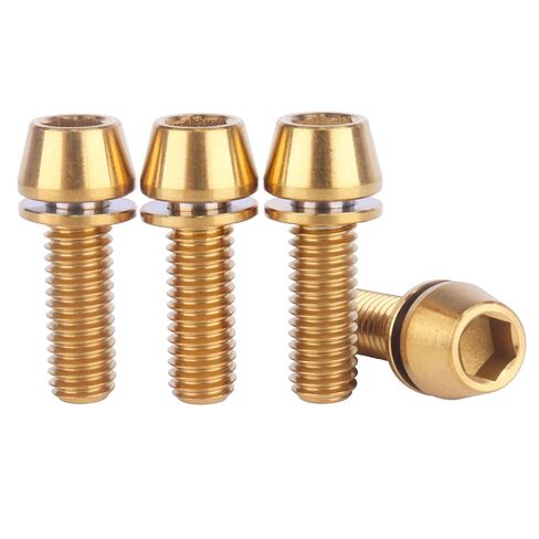 4PCS Titanium Bolt M6x16/18/20/25mm Allen Hex Tapered Head Bolt for Bicycle Crank Brake Screw (Gold, M6x20mm) in Kuwait