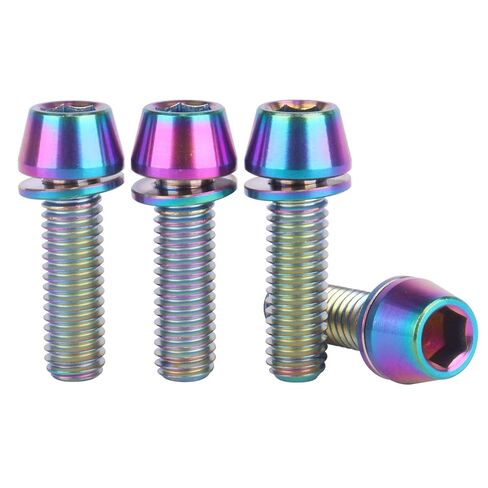 4PCS Titanium Bolt M6x16/18/20/25mm Allen Hex Tapered Head Bolt for Bicycle Crank Brake Screw (Gold, M6x20mm) in Kuwait