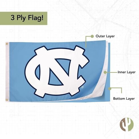 Desert Cactus University of North Carolina Flag Double Sided UNC Chapel Hill Tar Heels Banners 100% Polyester Indoor Outdoor 3x5 feet Flags (Double Sided - Flag 1) in Kuwait