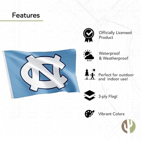 Desert Cactus University of North Carolina Flag Double Sided UNC Chapel Hill Tar Heels Banners 100% Polyester Indoor Outdoor 3x5 feet Flags (Double Sided - Flag 1) in Kuwait
