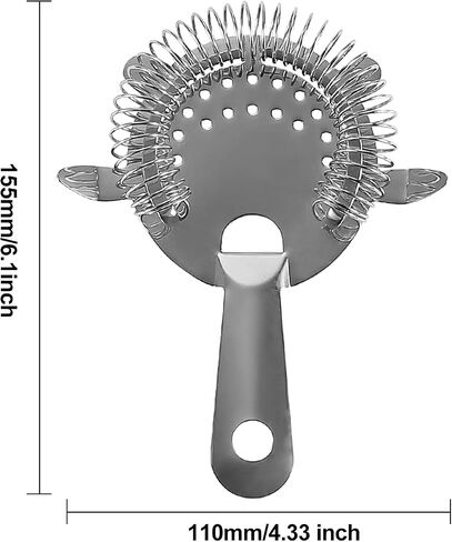 2Pcs Cocktail Strainer,4-Prong Stainless Steel Cocktail Strainer for Drinks,Bar Strainer for Bartending,Drink Strainer for Bartenders and Mixologists with High Density Spring (A-Silver2pcs) in Kuwait