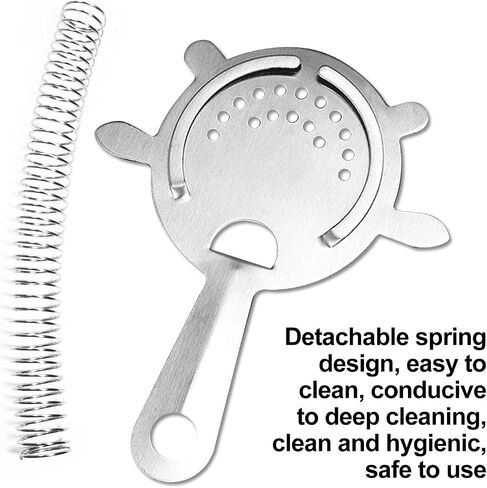 2Pcs Cocktail Strainer,4-Prong Stainless Steel Cocktail Strainer for Drinks,Bar Strainer for Bartending,Drink Strainer for Bartenders and Mixologists with High Density Spring (A-Silver2pcs) in Kuwait