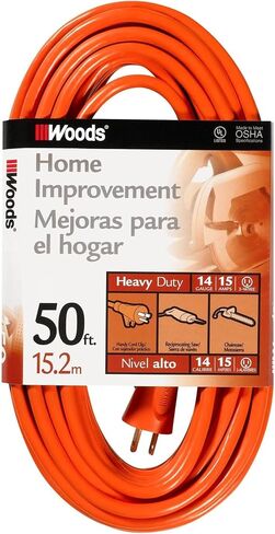 Southwire Medium Duty Extension Cord - General Purpose Power Cable for For Farm, Ranch & Workshop - Reinforced Blades - Bright Orange Vinyl Jacket - 14/3 SJTW Extension - 50-Foot in Kuwait