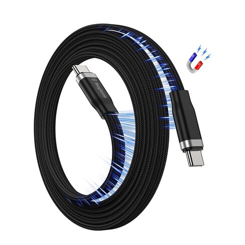 كابل مغناطيسي USB C إلى USB C ملفوف 3.3أقدام، سلك شحن سريع 60 وات | كابل مغناطيسي ذاتي اللف مضاد للتشابك، سلك مجدول من النوع C للمنزل والسيارة والسفر، متوافق مع iPhone 17/16 والكمبيوتر المحمول in Kuwait