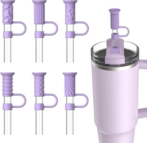 6Pcs Silicone Straw Covers Cap, 0.39in/10mm Suction Cup Straw Toppers Compatible with Stanley Cup 40 30 oz Tumbler with Handle (Multicolor) in Kuwait