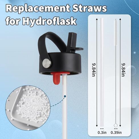 شفاطات قابلة لإعادة الاستخدام متوافقة مع زجاجة مياه سعة 32 أونصة من Hydroflask، شفاطات بديلة تناسب كوب السفر من Hydro Flask، 6 شفاطات مع فرشتين، خالية من البلاستيك BPA، قابلة للقص in Kuwait