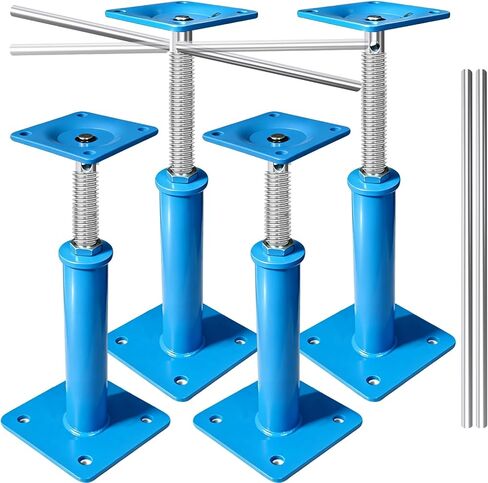 Upgraded House Jacks for Leveling, 11" - 16" Height Range Adjustable House Floor Jack, 10000lb Load Capacity Screw Jacks for House Foundation, Basement, Beams, Patios, Construction(4 Pack Blue) in Kuwait