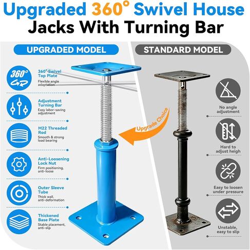 Upgraded House Jacks for Leveling, 11" - 16" Height Range Adjustable House Floor Jack, 10000lb Load Capacity Screw Jacks for House Foundation, Basement, Beams, Patios, Construction(4 Pack Blue) in Kuwait
