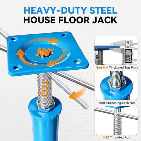 Upgraded House Jacks for Leveling, 11" - 16" Height Range Adjustable House Floor Jack, 10000lb Load Capacity Screw Jacks for House Foundation, Basement, Beams, Patios, Construction(4 Pack Blue) in Kuwait