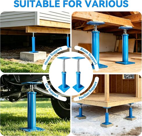 Upgraded House Jacks for Leveling, 11" - 16" Height Range Adjustable House Floor Jack, 10000lb Load Capacity Screw Jacks for House Foundation, Basement, Beams, Patios, Construction(4 Pack Blue) in Kuwait