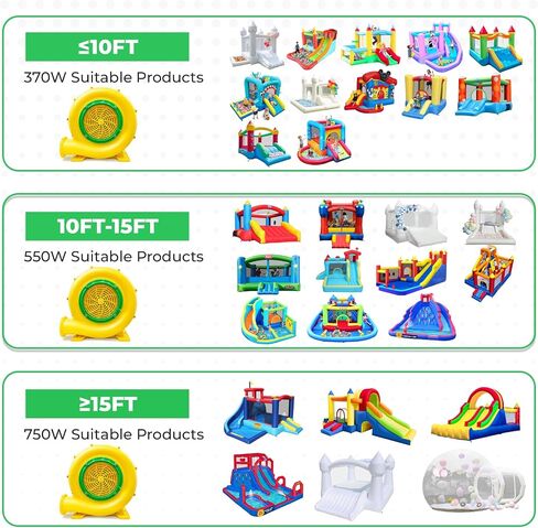 Bounce House Blower Air Blower for Bounce House Water Slide & Inflatable–IPX4 Waterproof, PP Shell, 110-120V with 4 StakesBullet-550W in Kuwait