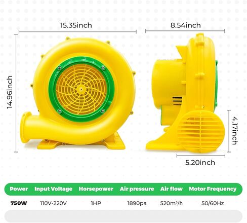 Bounce House Blower Air Blower for Bounce House Water Slide & Inflatable–IPX4 Waterproof, PP Shell, 110-120V with 4 StakesBullet-550W in Kuwait