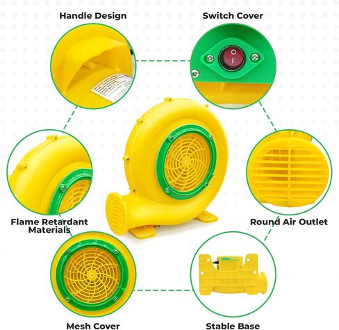 Bounce House Blower Air Blower for Bounce House Water Slide & Inflatable–IPX4 Waterproof, PP Shell, 110-120V with 4 StakesBullet-550W in Kuwait