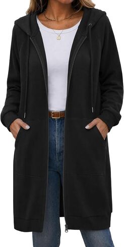 HOTOUCH Women's Zip Up Hoodies Oversized Fleece Long Tunic Sweatshirts Casual Long Sleeve Fall Jacket Coat with Pocket 2026 in Kuwait
