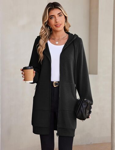 HOTOUCH Women's Zip Up Hoodies Oversized Fleece Long Tunic Sweatshirts Casual Long Sleeve Fall Jacket Coat with Pocket 2026 in Kuwait