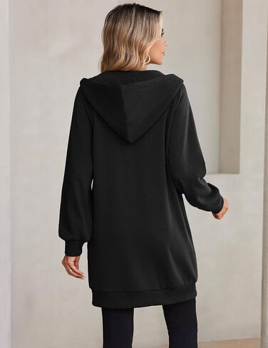 HOTOUCH Women's Zip Up Hoodies Oversized Fleece Long Tunic Sweatshirts Casual Long Sleeve Fall Jacket Coat with Pocket 2026 in Kuwait