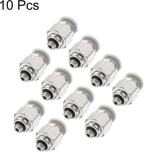 HARFINGTON 10pcs Push to Connect Fitting 1/4" Tube OD x 10-32" UNF Thread Male Straight Union Fitting Copper Quick Connect Pneumatic Fitting for Semi Truck Trailer Air Brake System, White in Kuwait