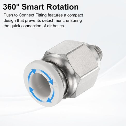 HARFINGTON 10pcs Push to Connect Fitting 1/4" Tube OD x 10-32" UNF Thread Male Straight Union Fitting Copper Quick Connect Pneumatic Fitting for Semi Truck Trailer Air Brake System, White in Kuwait