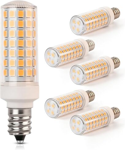 E12 9W 6000K LED لمبات الشمعدانات 100W ما يعادل 1200lm 0.7 * 3.11 بوصة، غير قابلة للتعتيم، 6 عبوات in Kuwait