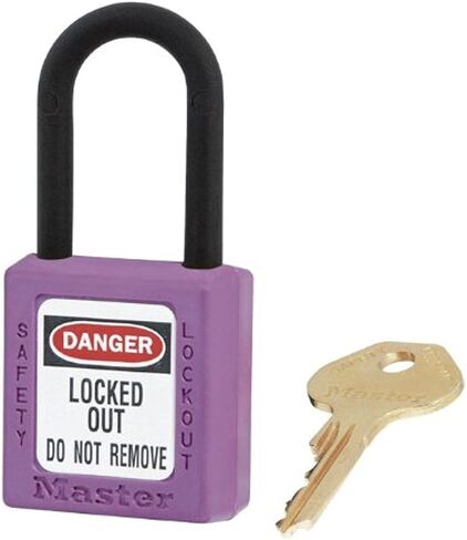 قفل أمان Master Lock 406PRP أرجواني 406 عازل كهربائي مع جسم قصير، تكبل 1-1/2 بوصة (عبوة من 6 قطع) in Kuwait