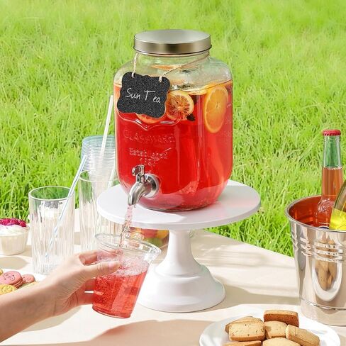 1 Gallon Drink Dispenser with Stand, 304 Stainless Steel Spigot – Airtight & Leakproof Glass Sun Tea Jar with Anti-Rust Lids, Beverage Dispenser for Parties in Kuwait