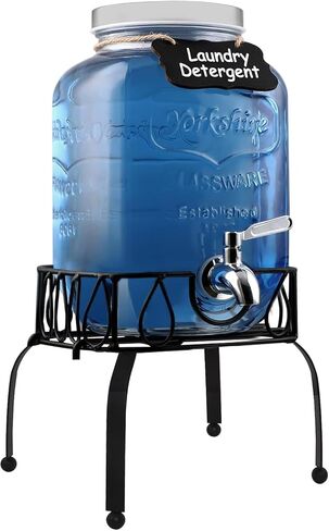 1 Gallon Drink Dispenser with Stand, 304 Stainless Steel Spigot – Airtight & Leakproof Glass Sun Tea Jar with Anti-Rust Lids, Beverage Dispenser for Parties in Kuwait