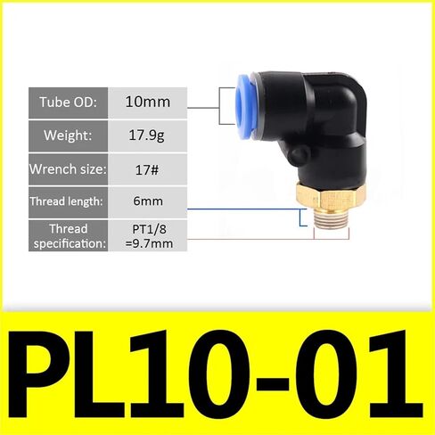 1PCS Pneumatic Air Connector Fitting PL Blue M5 4mm 6mm 8mm Thread 1/8" 1/4 3/8 1/2 Straight Hose Fittings Pipe Quick Connectors(10-01 (10mm-1l8)) Plumbing Fittings in Kuwait