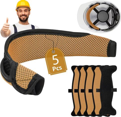 5 Pcs Hard Hat Sweatbands | 3-Layer Fabri Hard Hat Liner Accessories,Orange | Washable 3-Layer Fabri Hard Hats Accessories for Safety & Welding Helmets,Reusable,Cotton,Replacement,Cooling 3D Mesh Design in Kuwait