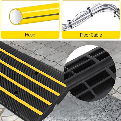 48" Heavy Duty Rubber Curb Ramps (3 Pack) – Low Profile Driveway Ramp with Water Drainage Channel for Cars, SUVs, Trucks – Garage, Sidewalk & Driveway Transition Solution – Black in Kuwait