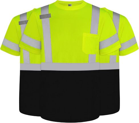 قمصان TCCFCCT Hi Vis للرجال والنساء، قمصان أمان قصيرة الأكمام فئة 2 عالية الوضوح للرجال، متينة وعاكسة للاستخدام في أعمال البناء، DP-Yellow XL 3 قطع in Kuwait