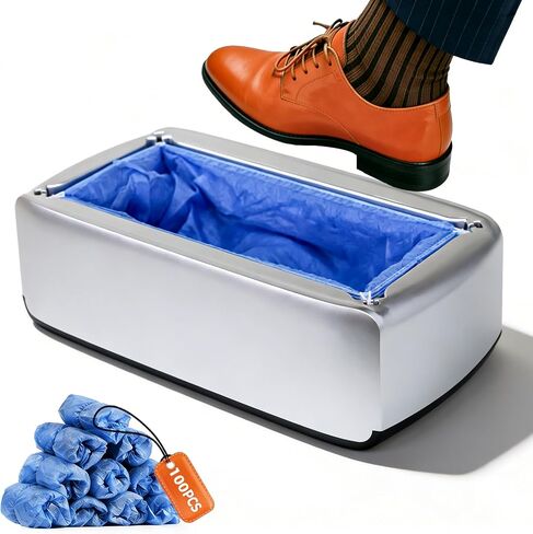 Hands-Free Automatic Shoe Cover Dispenser with 100 Non-Woven Shoe Covers, Non-Electric Disposable Shoe Cover Machine & Boot Dispenser for Home, Office, Lab, Real Estate in Kuwait