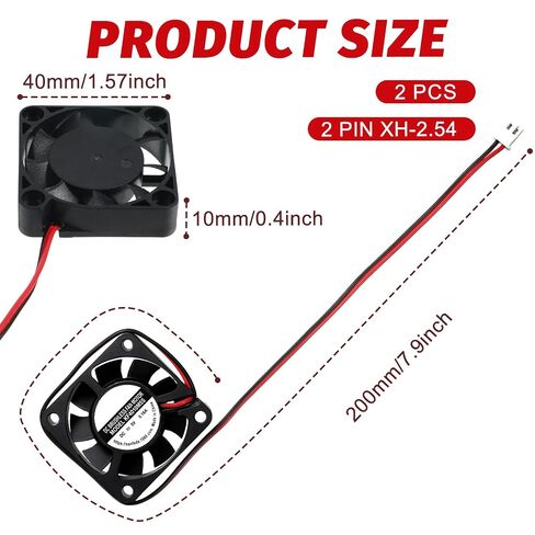2 Pack 40mm Fan DC 5V 40mm X 10mm Mini Brushless Cooling Fan, 4010 Micro Fans for 3D Printer Computer Case Small Appliances Series Repair Replacement in Kuwait