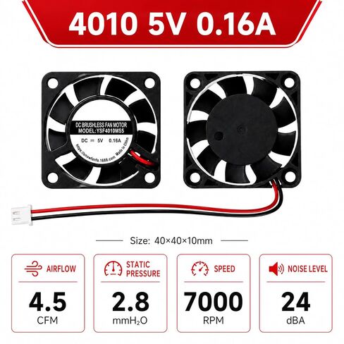2 Pack 40mm Fan DC 5V 40mm X 10mm Mini Brushless Cooling Fan, 4010 Micro Fans for 3D Printer Computer Case Small Appliances Series Repair Replacement in Kuwait