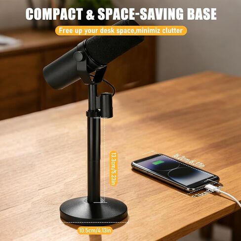 حامل ميكروفون سطح المكتب لجهاز Shure SM7B/SM7DB، ارتفاع قابل للتعديل مع 2 قضبان تمديد، معدني بالكامل للخدمة الشاقة، إعداد سهل وحامل ميكروفون محمول موفر للمساحة in Saudi Arabia