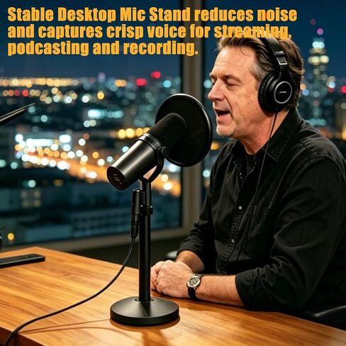حامل ميكروفون سطح المكتب لجهاز Shure SM7B/SM7DB، ارتفاع قابل للتعديل مع 2 قضبان تمديد، معدني بالكامل للخدمة الشاقة، إعداد سهل وحامل ميكروفون محمول موفر للمساحة in Saudi Arabia