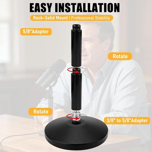 حامل ميكروفون سطح المكتب لجهاز Shure SM7B/SM7DB، ارتفاع قابل للتعديل مع 2 قضبان تمديد، معدني بالكامل للخدمة الشاقة، إعداد سهل وحامل ميكروفون محمول موفر للمساحة in Saudi Arabia