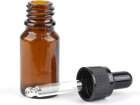 AKOAK Amber Glass Dropper Bottle, 10ml Leak Proof Travel Eye Dropper Bottle, Refillable Glass Eye Dropper Bottles for Essential Oil, Liquids, Perfume, Pack of 5 in Kuwait