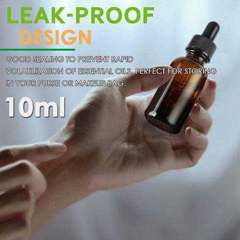 AKOAK Amber Glass Dropper Bottle, 10ml Leak Proof Travel Eye Dropper Bottle, Refillable Glass Eye Dropper Bottles for Essential Oil, Liquids, Perfume, Pack of 5 in Kuwait