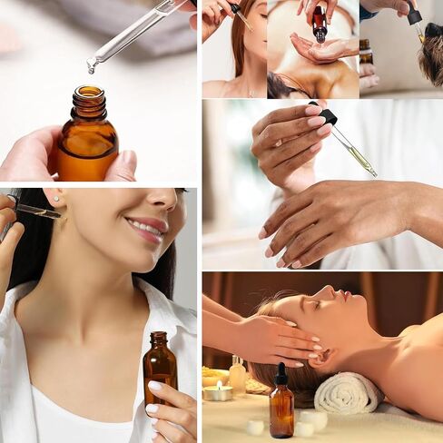 AKOAK Amber Glass Dropper Bottle, 10ml Leak Proof Travel Eye Dropper Bottle, Refillable Glass Eye Dropper Bottles for Essential Oil, Liquids, Perfume, Pack of 5 in Kuwait