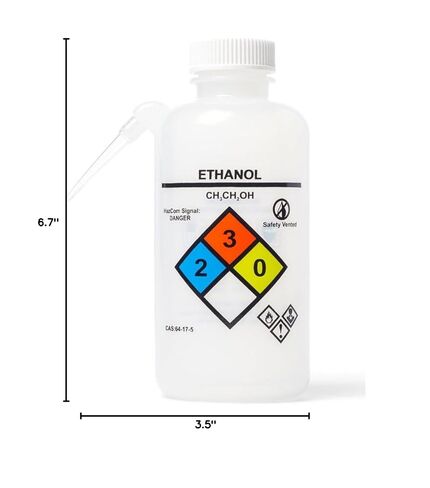 United Scientific™ UniSafe™ Leakproof Printed Ethanol Wash Bottles, Unitary, LDPE, 500 mL | Pack of 6 in Kuwait