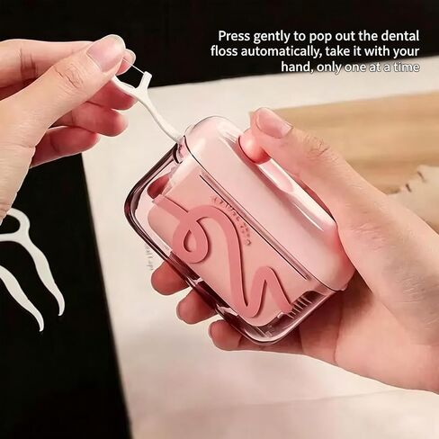 2 Pack Automatic Pop-Up Portable Floss Dispenser, Travel Sized Storage Case Pop Up Dispenser for Floss Picks, Floss Pick Dispenser One Touch, On-The-Go Oral Care (Green, Pink) in Kuwait