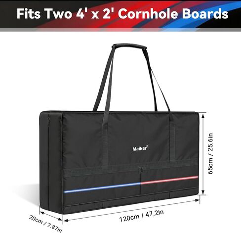 MAIKER OFF ROAD Waterproof Cornhole Carrying Case for 4'x2' Regulation Size Boards, Heavy-Duty 600D Oxford Fabric Bag with Reflective Straps, Padded Interior and Sandbag Storage Pockets, Black in Kuwait
