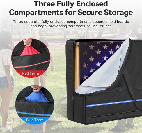 MAIKER OFF ROAD Waterproof Cornhole Carrying Case for 4'x2' Regulation Size Boards, Heavy-Duty 600D Oxford Fabric Bag with Reflective Straps, Padded Interior and Sandbag Storage Pockets, Black in Kuwait
